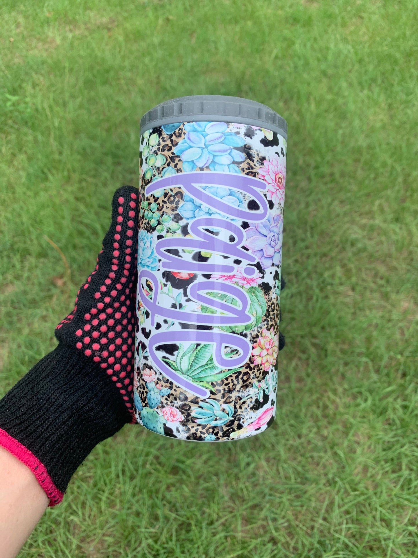 Personalized Western Leopard Cowhide Tumbler