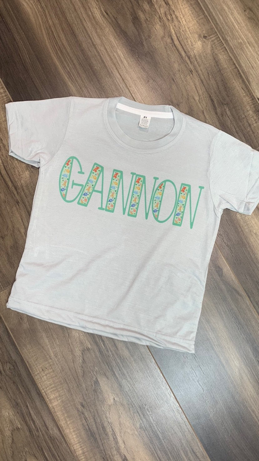 Dinosaur Theme Font Tee