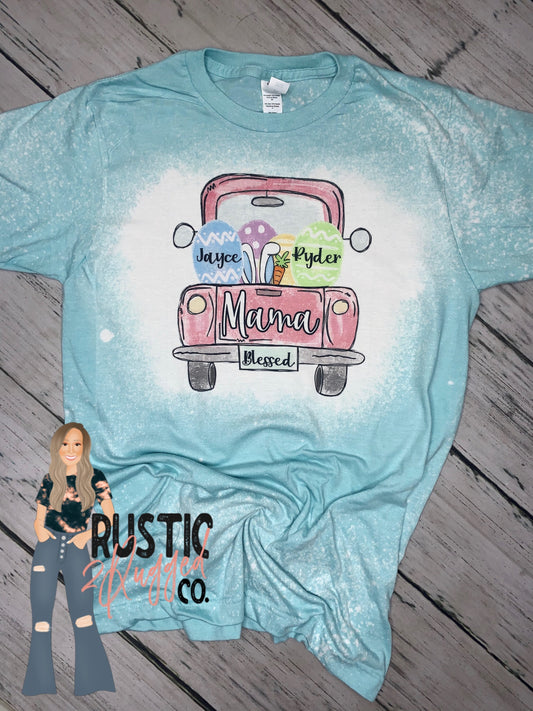 Personalized Easter Truck Bleached Tee