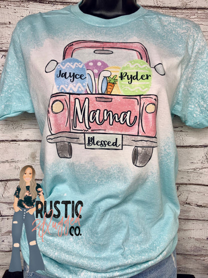 Personalized Easter Truck Bleached Tee