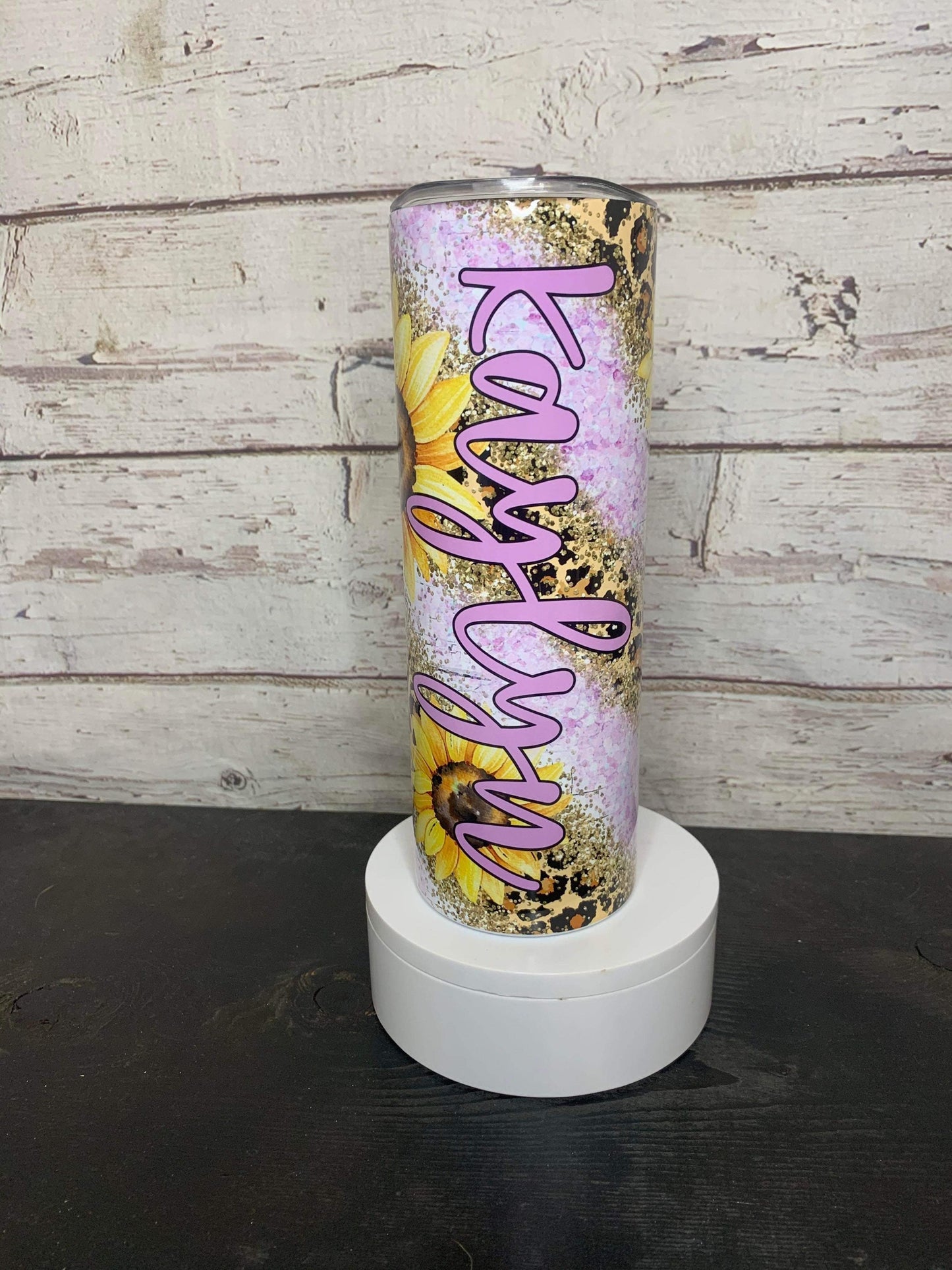 Purple Leopard Sunflower Tumbler