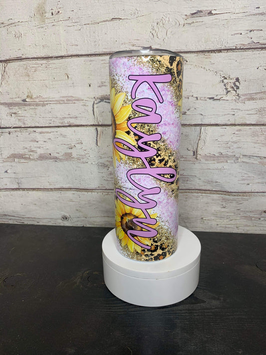 Purple Leopard Sunflower Tumbler